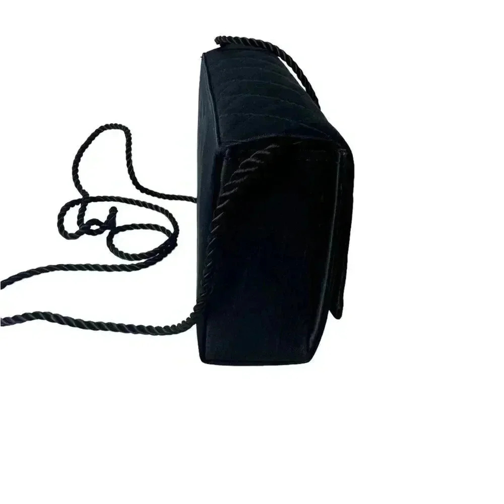 Saks Fifth Avenue quilted Black evening Bag with corded strap - Picture 6 of 9